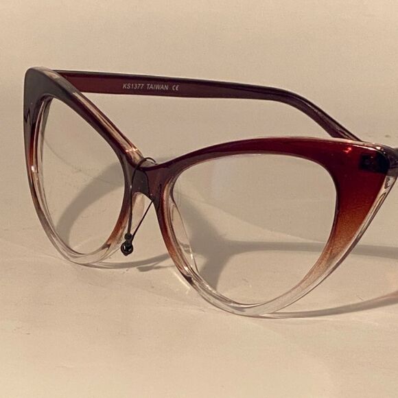 1351 Oversized Cateye Black To White Gradient Frame Clear Lens Eyeglasse… main image 5